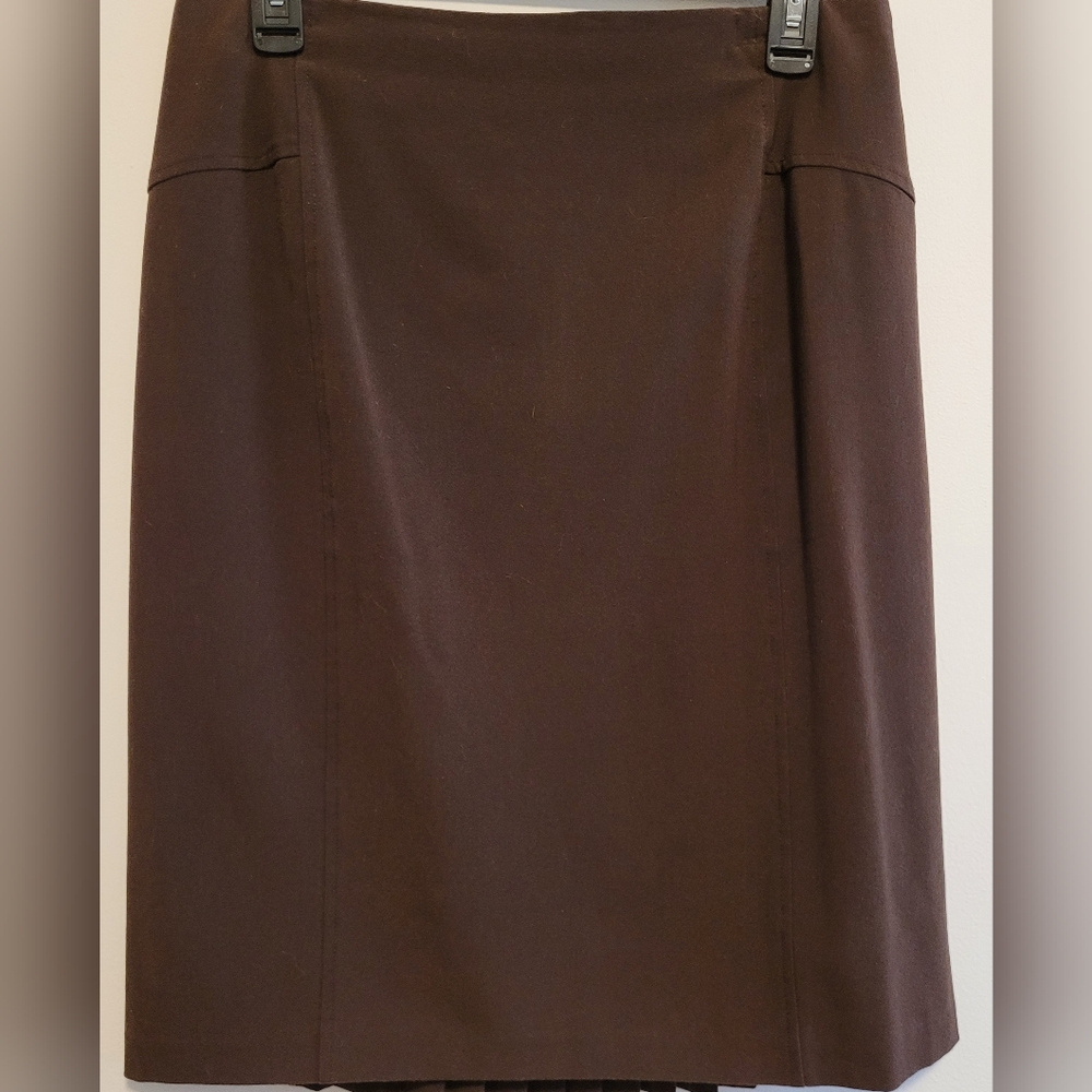 New York & Company Tailored Brown Midi Skirt|Offic Chic|90's Minimalist